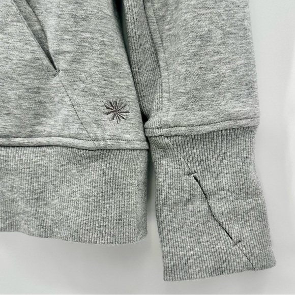 Athleta Triumph Hoodie Full Zip Heathered Light Gray Size Medium - Picture 6 of 13
